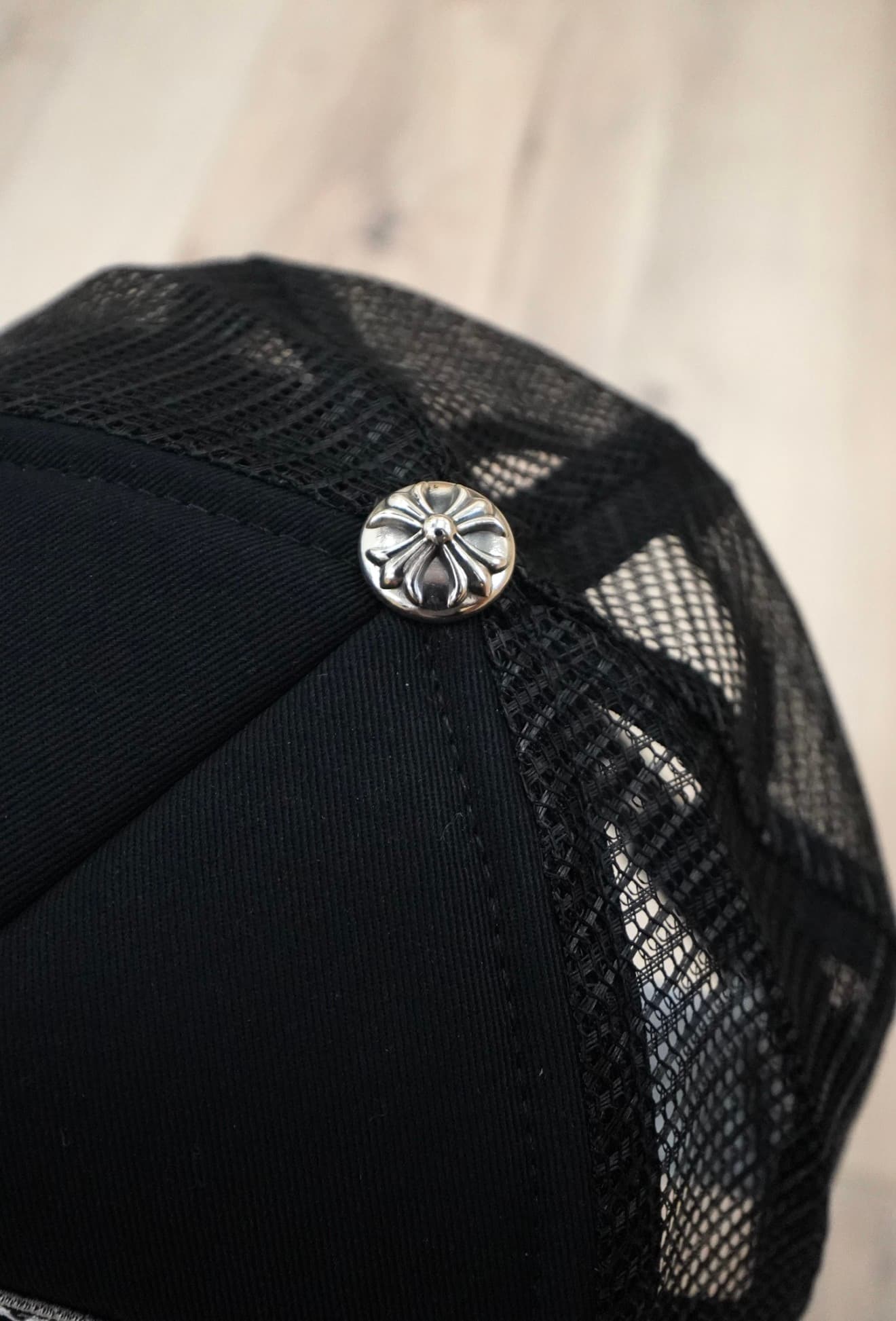 Chrome Hearts FUCK Hollywood Black Trucker Hat