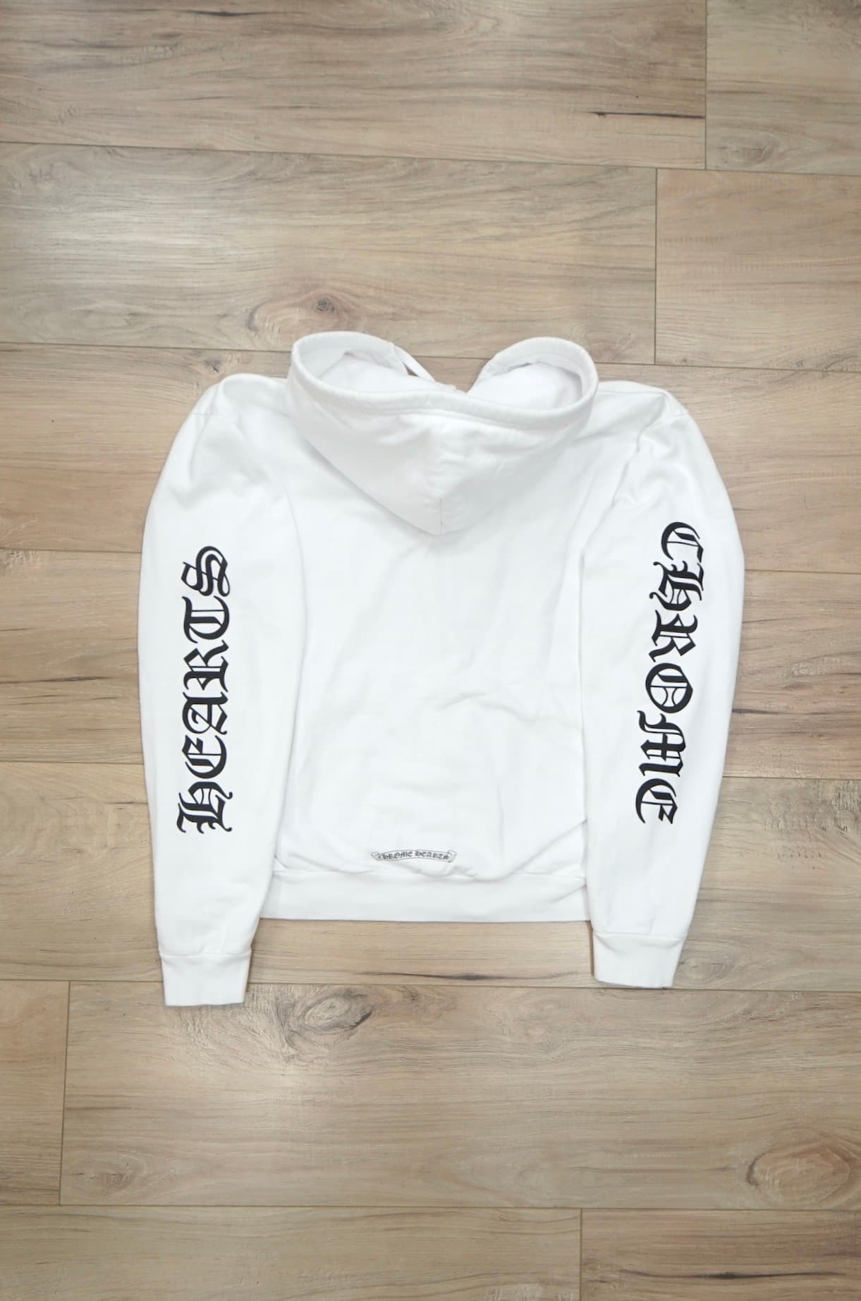 Chrome Hearts White Vertical Logo Zip Up Hoodie