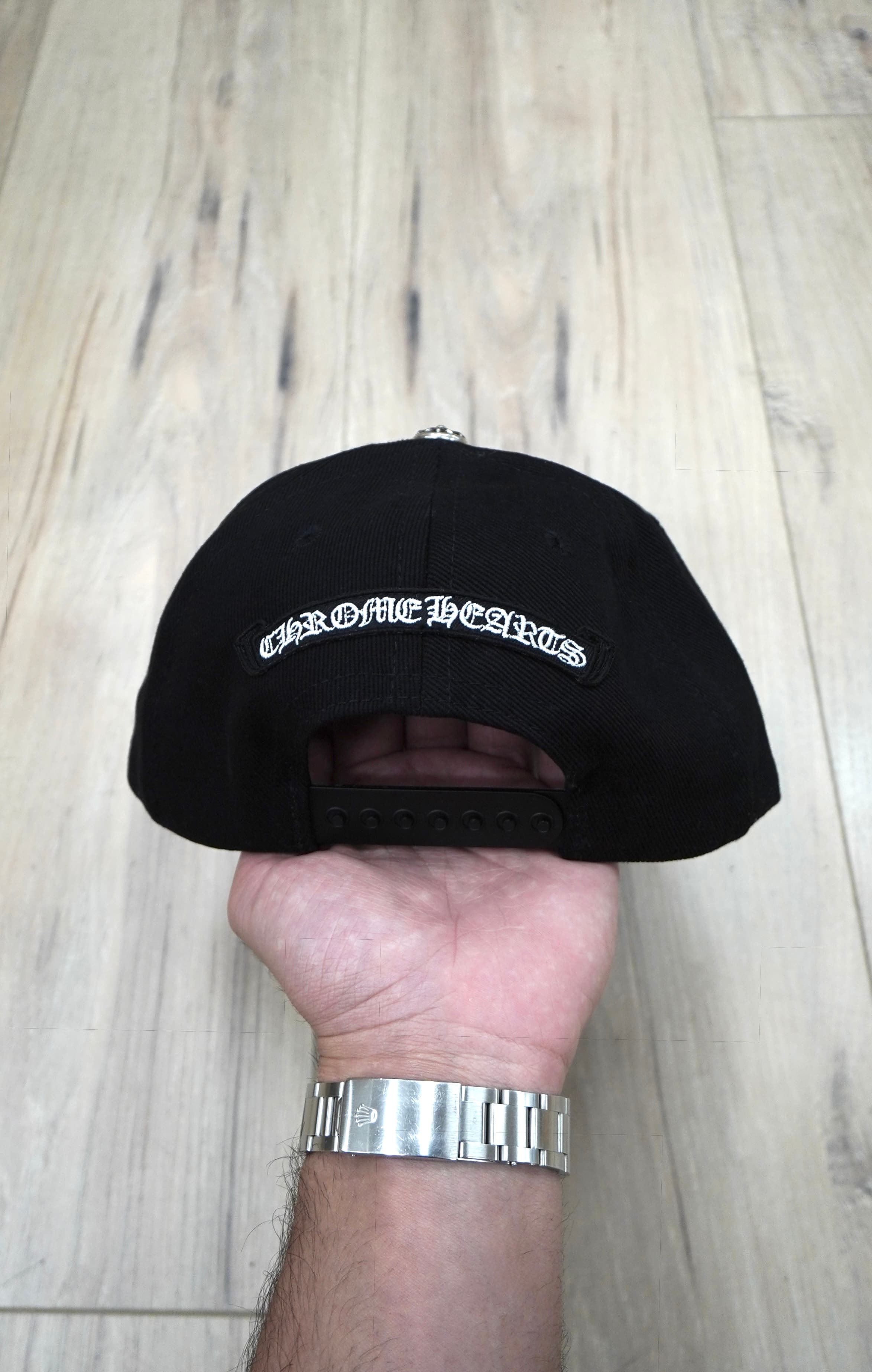 Chrome Hearts Scroll Logo Black Denim Hat