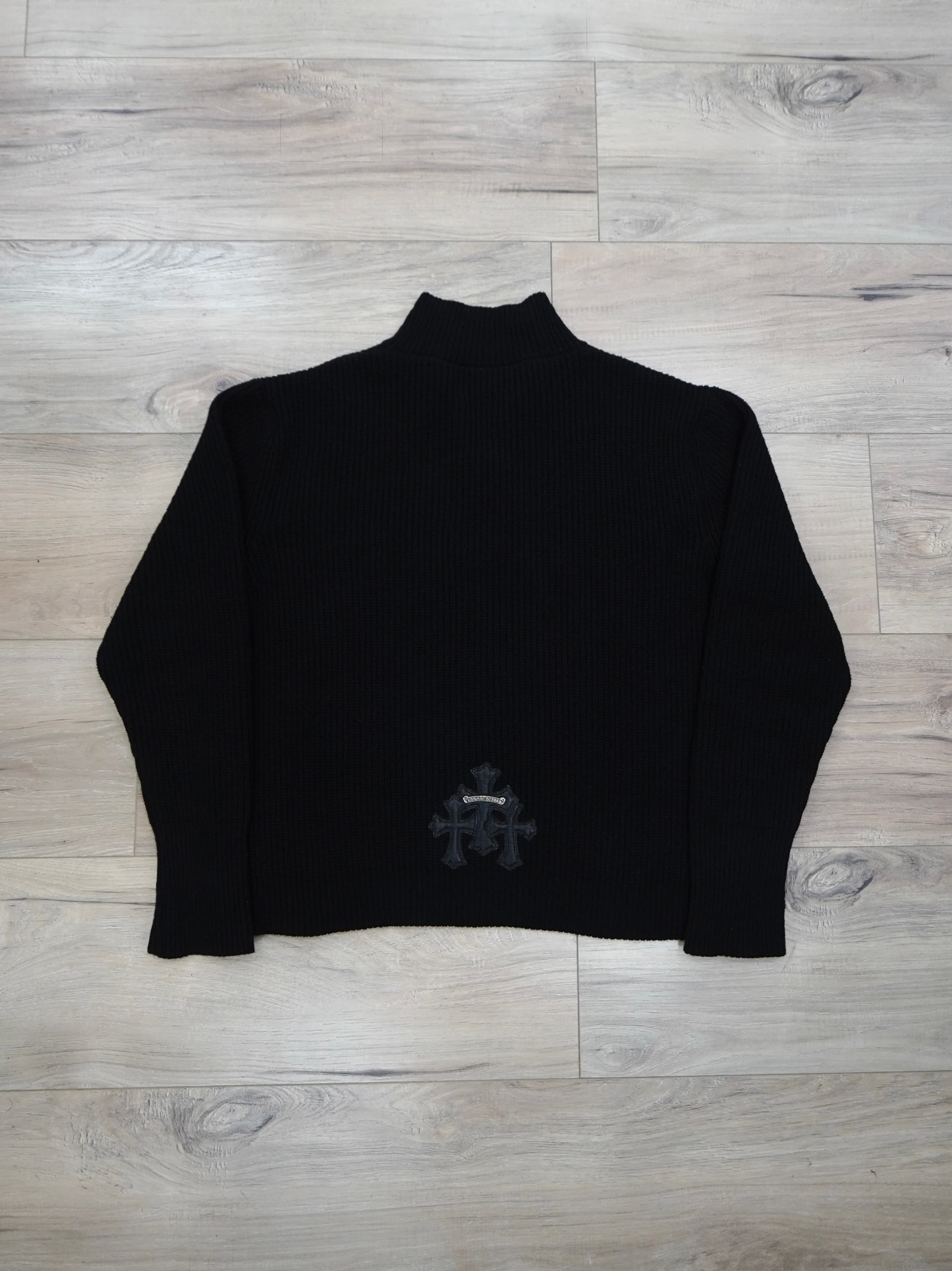 Chrome Hearts Cemetery Cross Patch Quarter Zip Cashmere Pullover